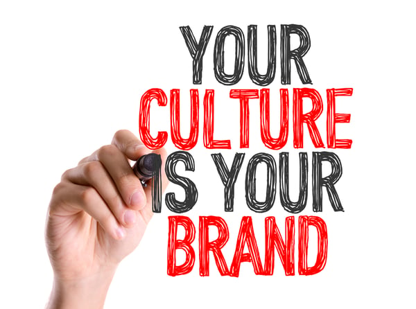 Hand with marker writing Your Culture Is Your Brand